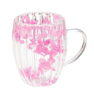Szklanka termiczna ryflowana z kwiatami w środku, gipsówka róż 300 ml 1szt SZK157