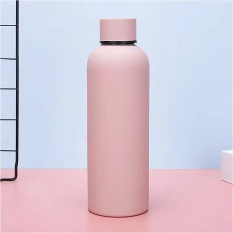 Bidon, butelka termiczna 500ML, stal nierdzewna z powłoką SOFT TOUCH jasny róż BD46R