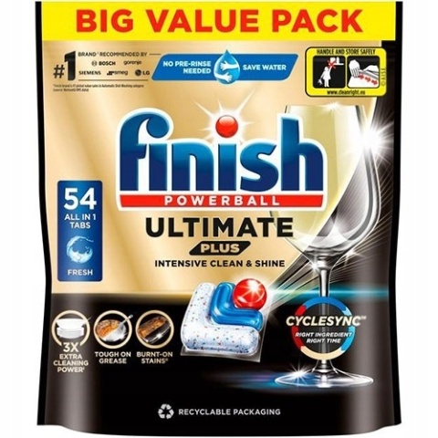 FINISH TABS POWERBALL ULTIMATE PLUS ALL IN1 54PCS REGULAR FRESH