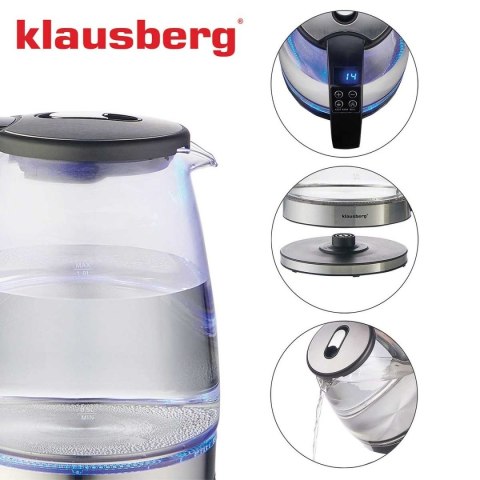 CZAJNIK ELEKTRYCZNY SZKLANY 1,8L KLAUSBERG KB-7887 LED RGB