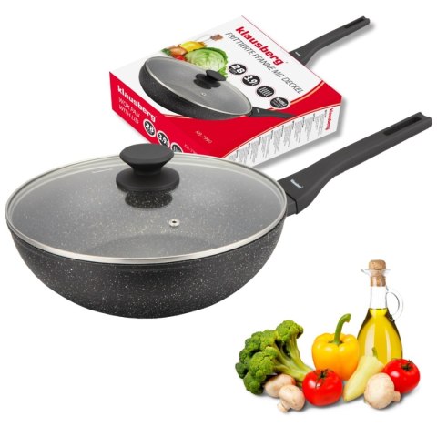 PATELNIA MARMURKOWA GŁĘBOKA WOK 28cm Z POKRYWĄ KLAUSBERG 28cm KB-7990