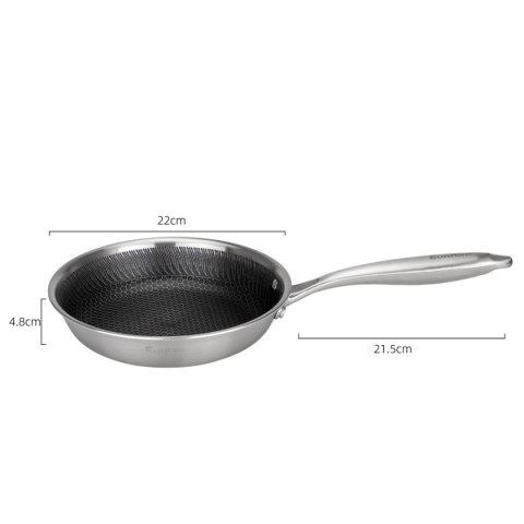 PATELNIA STALOWA 22cm Z POWŁOKĄ PLASTER MIODU E-7546