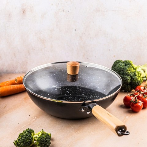 WOK Z POKRYWĄ Z POWŁOKĄ MARMURKOWĄ 30cm KINGHOFF KH-1984