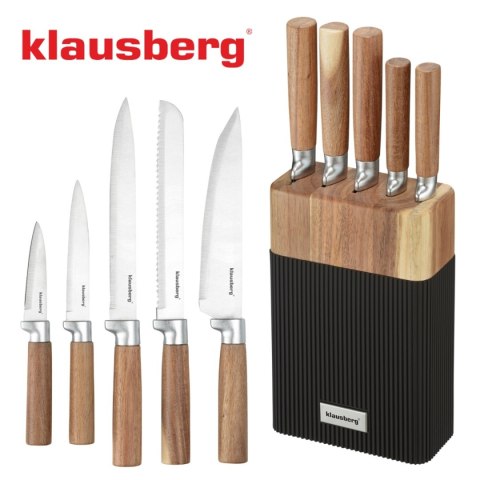 ZESTAW NOŻY W BLOKU AKACJOWYM KLAUSBERG KB-7981