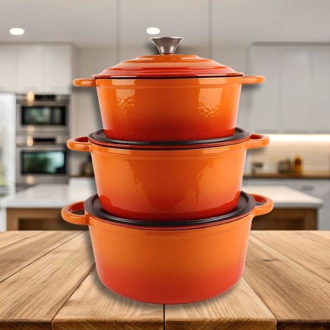 EMALIOWANY GARNEK ŻELIWNY 26cm 5L HAGE ORANGE