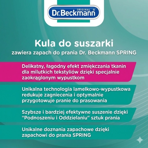 Dr. Beckmann zestaw do suszarek: kula i 3 perfumy summer rose fresh