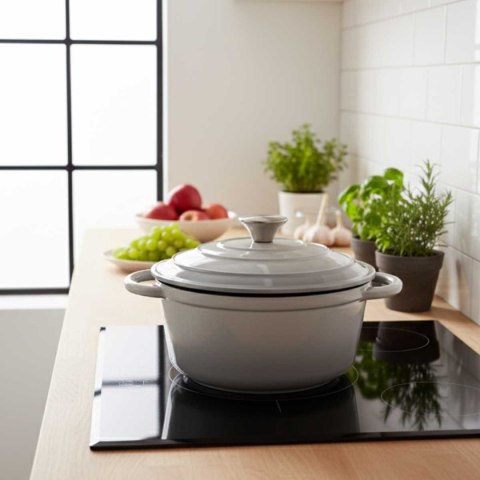 EMALIOWANY GARNEK ŻELIWNY 26cm 5L HAGE SZARY