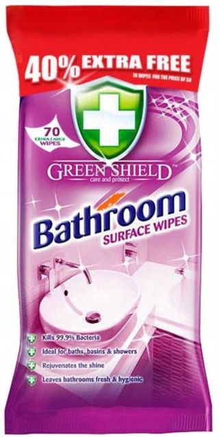 Green Shield Chusteczki Czyszczące do Łazienki Nawilżane 70szt