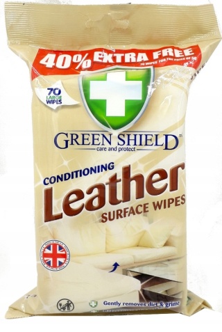Green Shield Leather Chusteczki nawilżane do czyszczenia skóry 70 szt.