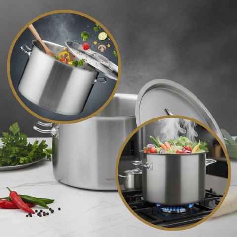 GARNEK GASTRONOMICZNY Z POKRYWĄ STALOWĄ Ø36cm 24L KINGHOFF KH-2024