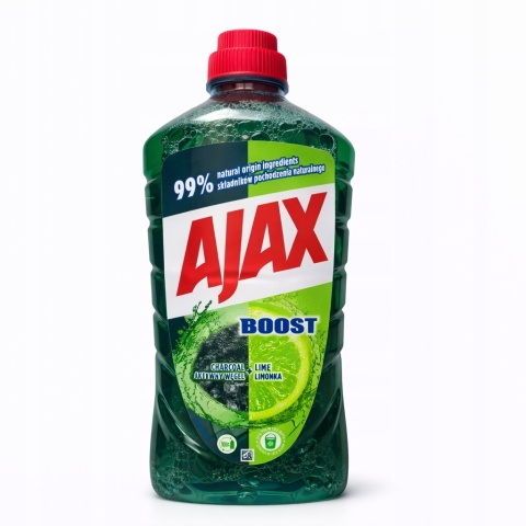 Ajax Boost Uniwersalny Płyn Do Mycia Podłóg Aktywny węgiel + Limonka 1L