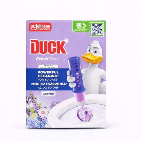 Duck Żelowe krążki do WC zestaw startowy uchwyt + 6 krążków LAWENDA