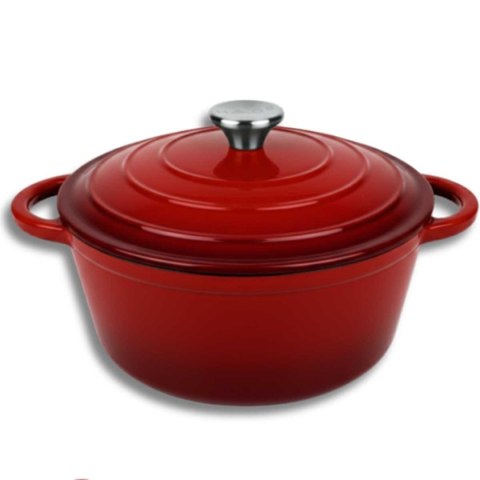 EMALIOWANY GARNEK ŻELIWNY 26cm 5L HAGE CZERWONY