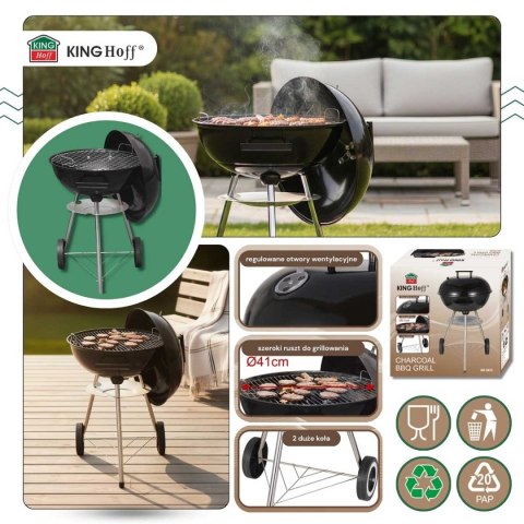 GRILL WĘGLOWY Z POKRYWĄ 41cm KINGHOFF KH-2033