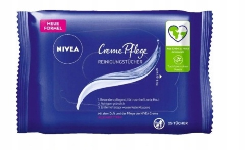 Nivea Creme Pflege Chusteczki Nawilżane do Twarzy demakijażu 25 sztuk