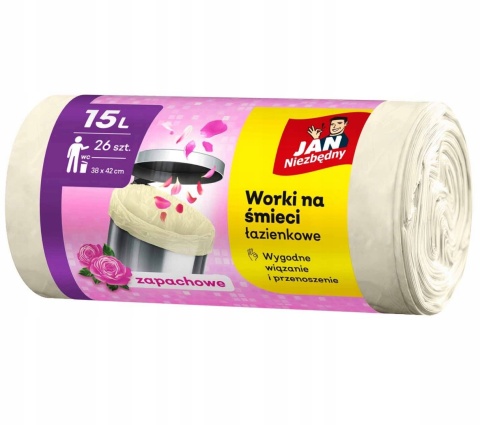Jan Niezbędny Worki na śmieci łazienkowe wiązane zapachowe 15 l 26 szt.