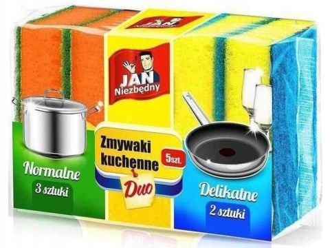 Jan Niezbędny Zmywaki Kuchenne Duo 5 szt. (3 Normalne + 2 Delikatne)