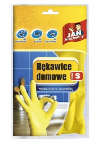 Jan Niezbędny rękawice domowe lateksowe wyściełane bawełną S 1 para