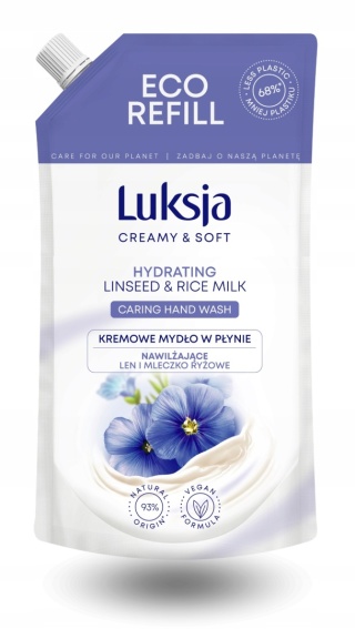 Mydło w płynie Luksja len i mleczko ryżowe 400 ml eco refill zapas