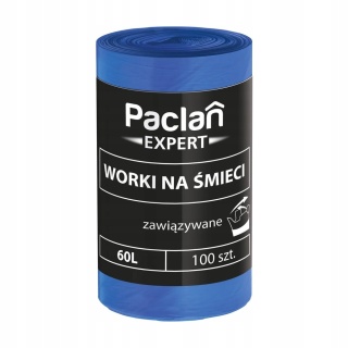 Paclan Expert mocne worki na śmieci zawiązywane 60L 100 sztuk