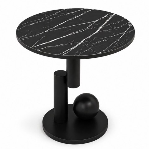 Stolik kawowy, pomocniczy, okrągły, czarny marmur 50cm, KULA STL28CZ