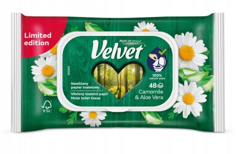 Velvet Papier Toaletowy Nawilżany Rumianek I Aloes , 48 Sztuk