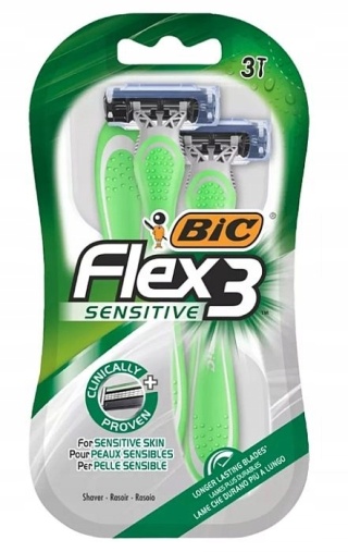 Bic Maszynka Do Golenia Flex 3 Sensitive 3szt Komfort Dla Skóry Wrażliwej