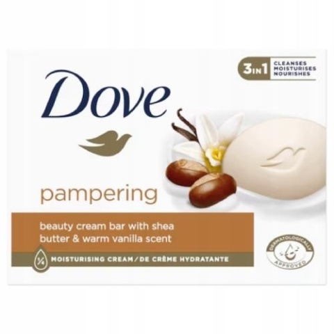 Dove Pampering Shea Butter & Warm Vanilla Kremowa Kostka Myjąca, 90 G