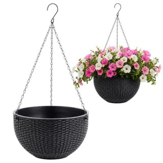 Doniczka wisząca szara duża PLASTER MIODU 26 cm ROS10SZ