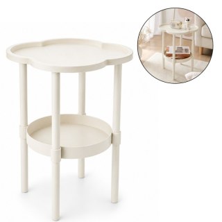 Mobilny stolik kawowy w kształcie koniczyny biały 38x38x47cm STL27B
