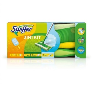 Swiffer zestaw 3W1 Mop płaski + duster do kurzu + ściereczki suche i mokre