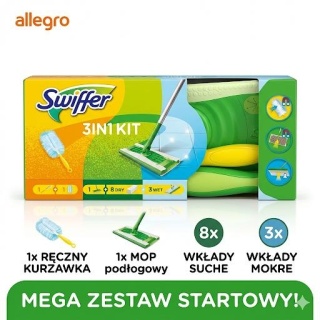 Swiffer zestaw 3W1 Mop płaski + duster do kurzu + ściereczki suche i mokre