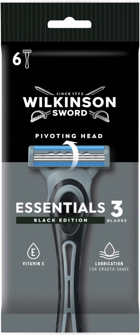 Wilkinson Essentials 3 Black Edition Maszynki Do Golenia Dla Mężczyzn 6szt