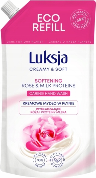 Luksja Mydło W Płynie Zapas Wygładzające Róża I Proteiny Mleka 900ml