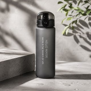 Butelka na wodę, sportowy bidon HELLO WATER 600ML czarny BD69
