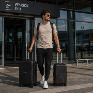 Zestaw 3w1 walizek podróżnych na kółkach, lekkie a wytrzymałe, na szyfr, premium czarne WP12CZ