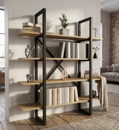 Regał Na Książki Industrial Loft 140 cm – Solidność i Nowoczesny Styl