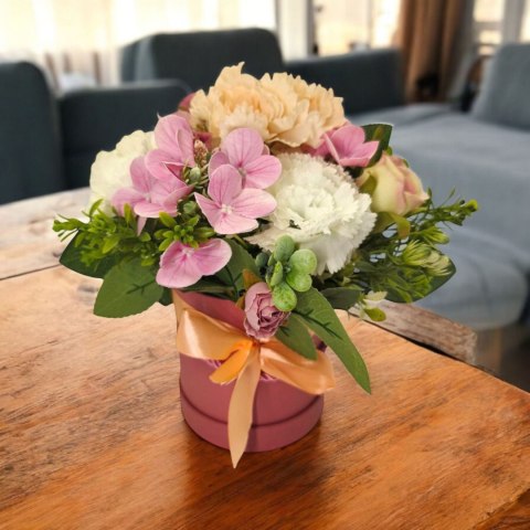 FLOWERBOX SZTUCZNE KWIATY W PUDEŁKU NA DZIEŃ MATKI URODZINY IMIENINY
