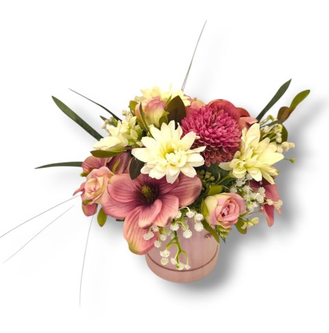 FLOWERBOX SZTUCZNE KWIATY W PUDEŁKU NA DZIEŃ MATKI URODZINY IMIENINY